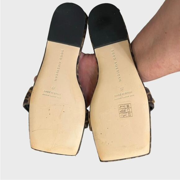 Good American leopard ankle strap sandal with gold chain NEW - Picture 9 of 9